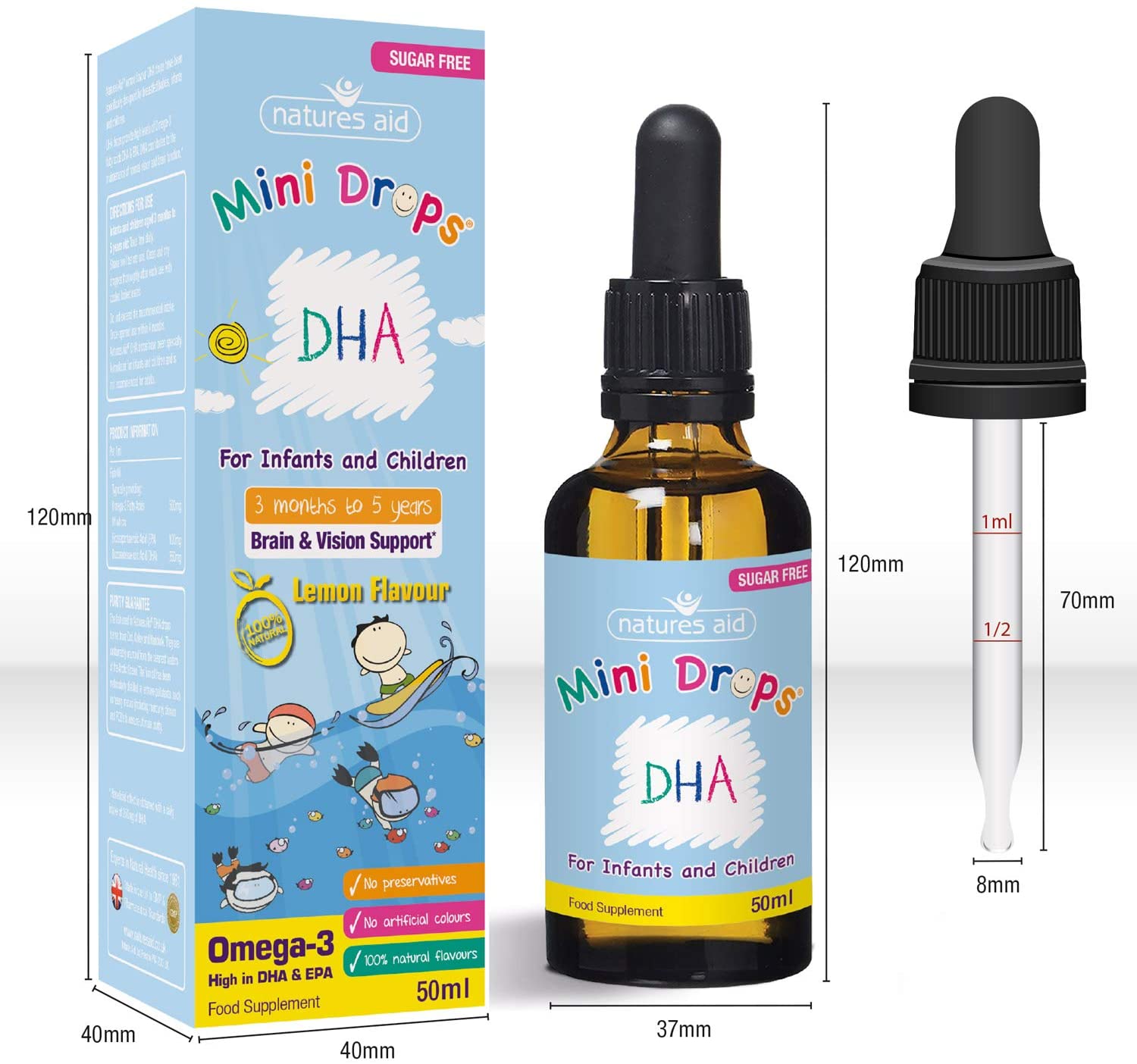 Siro Cho Bé Natures Aid DHA Drops Omega-3 50ml