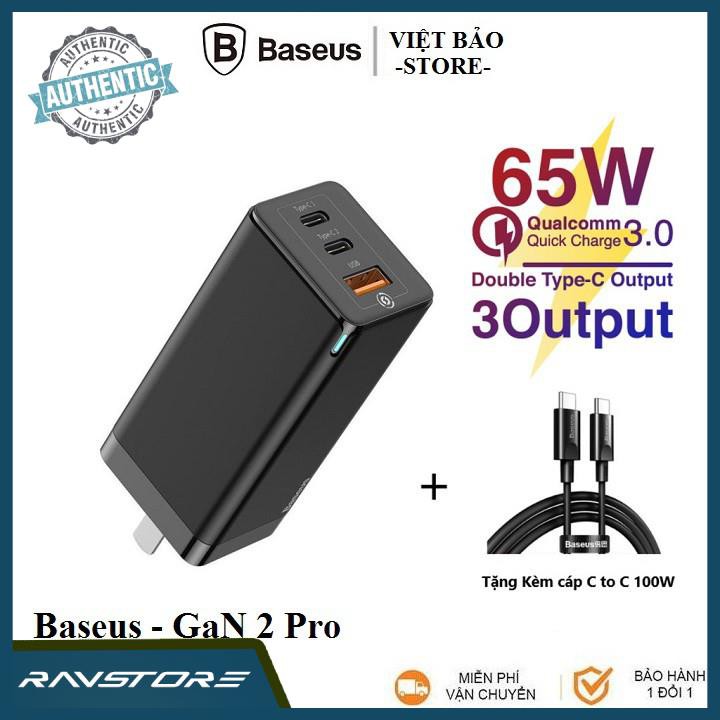 [HÀNG CHÍNH HÃNG] Củ Sạc Nhanh Baseus 65W GaN 2 Pro - Sạc iphone, samsung, macbook- [Bảo hành 6 tháng]