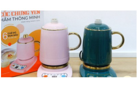 Cốc chưng yến, ly chưng yến kèm đế điện đa năng - thố chưng yến - màu xanh cổ vịt