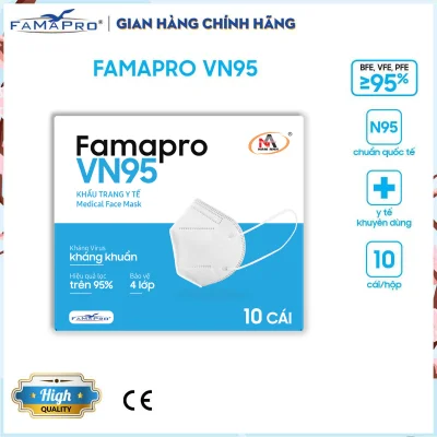 Khẩu trang y tế 4 lớp Famapro VN95 (N95) màu trắng (10 cái / Hộp)