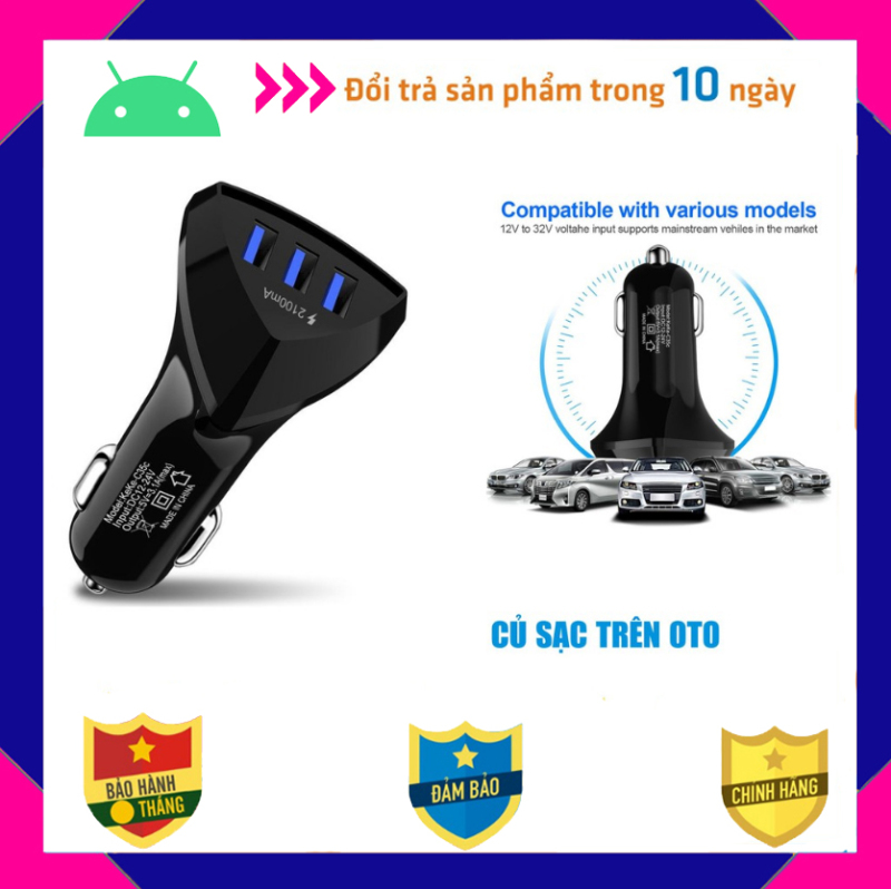 Tẩu sạc oto,tau sac xe,Tẩu Sạc USB, Cốc sạc,dock sạc, tẩu sạc, củ sạc đa năng cho xe hơi, xe ôtô 3 cổng USB hỗ trợ sạc nhanh