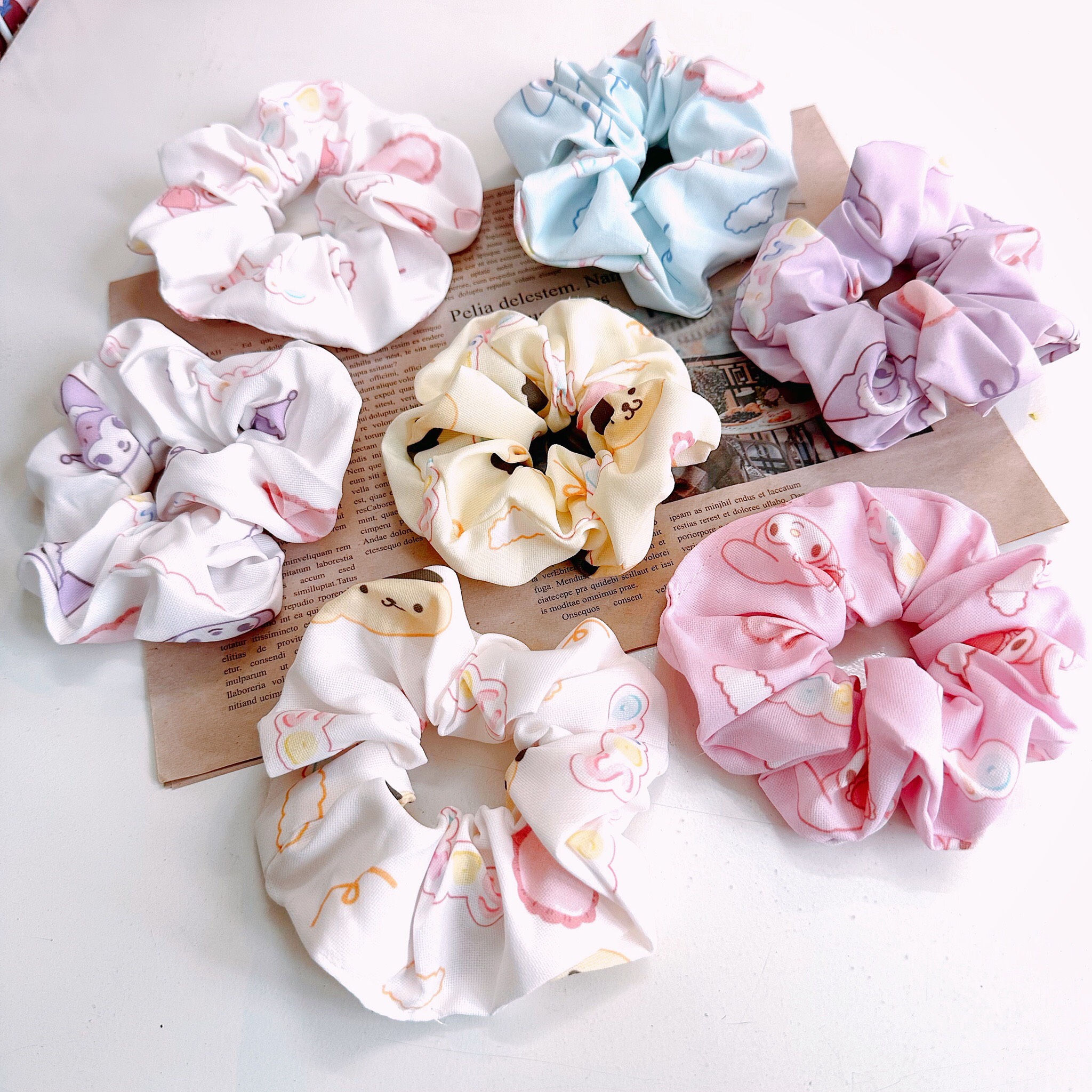 Dây Buộc Tóc gấu [HCM] Cột Tóc Scrunchies Hoạ tiết siêu dễ thương cutte