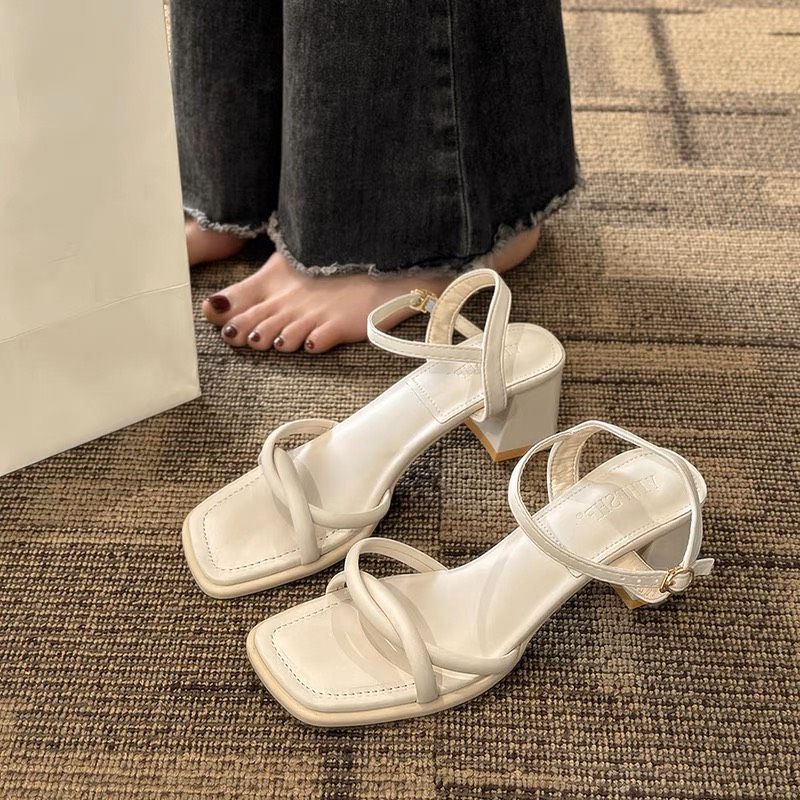 Sandal Cao Gót 7P quai chéo Giày Cao Gót Đế Vuông Basic  G99
