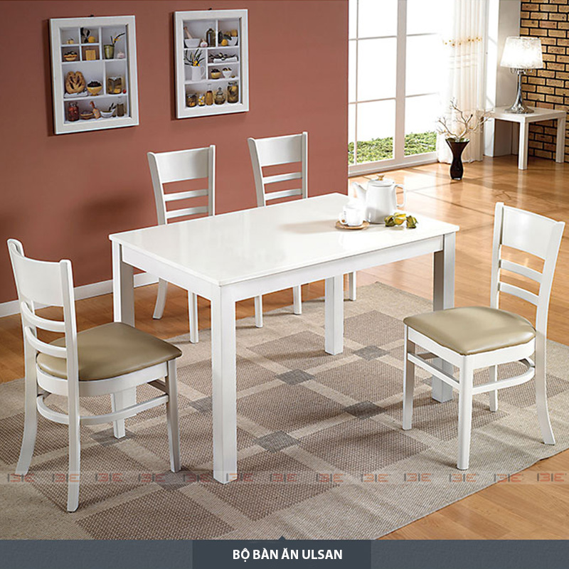 [Freeship][Trả góp 0%] Bộ bàn ghế phòng ăn mặt gỗ 4 - 6 - 8 chỗ  IBIE Ulsan gỗ cao su, tùy chọn màu sắc, phong cách hiện đại, hàng loại 1 sơn PU 3 lớp chuẩn xuất khẩu Nhật/Hàn