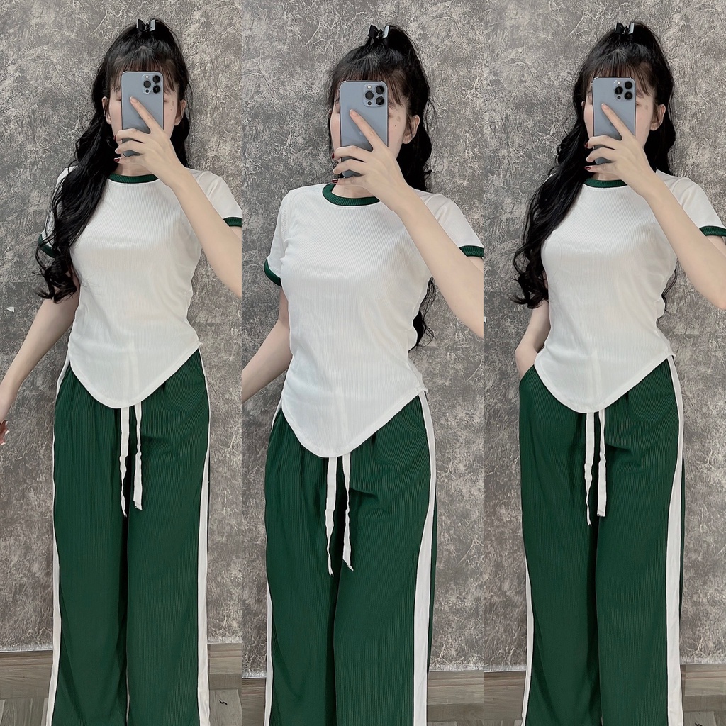 Set đồ bộ nữ quần dài tay ngắn thể thao