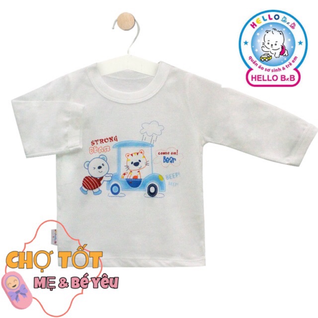 Áo tay dài trắng cho bé hello b&b