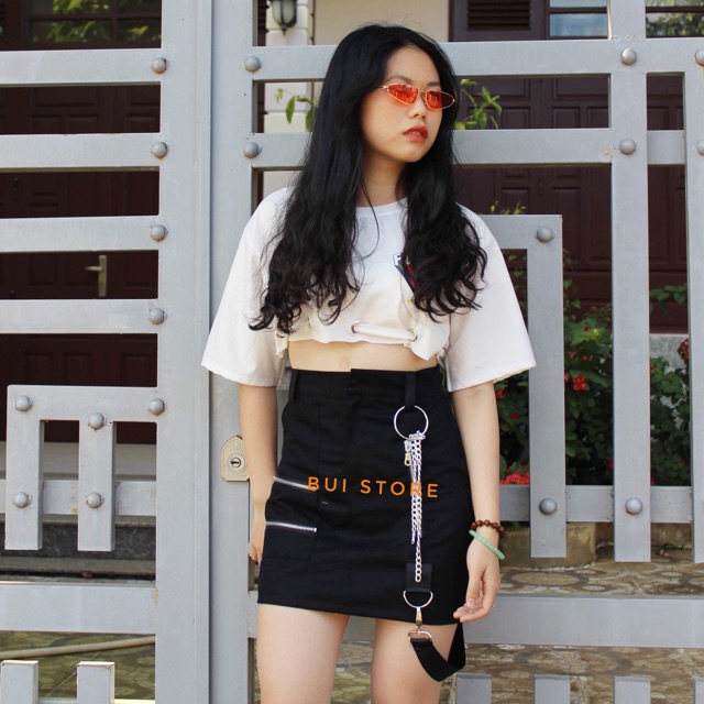 [HCM]CHÂN VÁY PHỐI KHOÁ KÈM PHỤ KIỆN