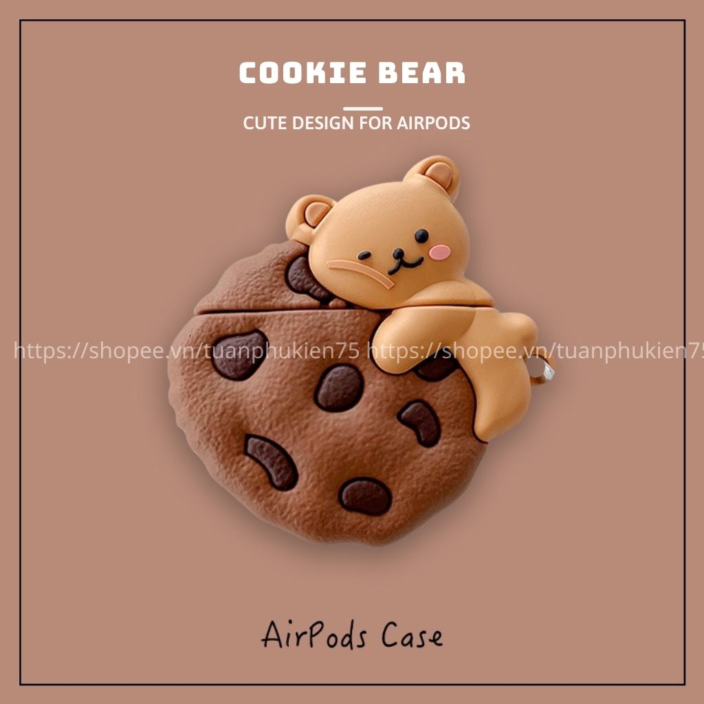 Airpods Case ⚡Freeship ⚡ VỎ BỌC AIRPODS GẤU BÁNH QUY Case Tai Nghe Không Dây Airpods 1/ 2/ i12/ Pro