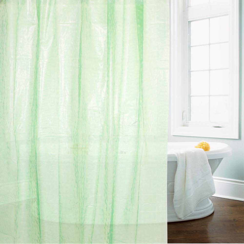 With 12 Hooks Gadgets PEVA Shower Curtain Translucent Bathroom Curtain Moldproof Waterproof 3D Thickened