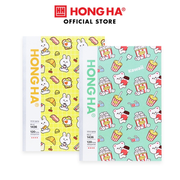Vở kẻ ngang hồng hà gáy ép keo study kwaii study cocktail 80/120/200 trang định lượng 70gsm 1435