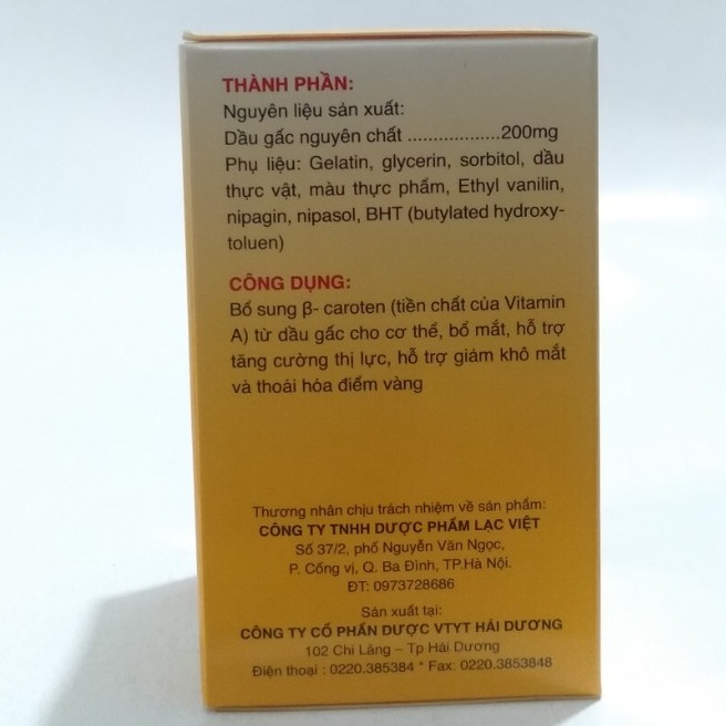 Dầu gấc bổ mắt DHA Vinadia cho đôi mắt sáng khỏe