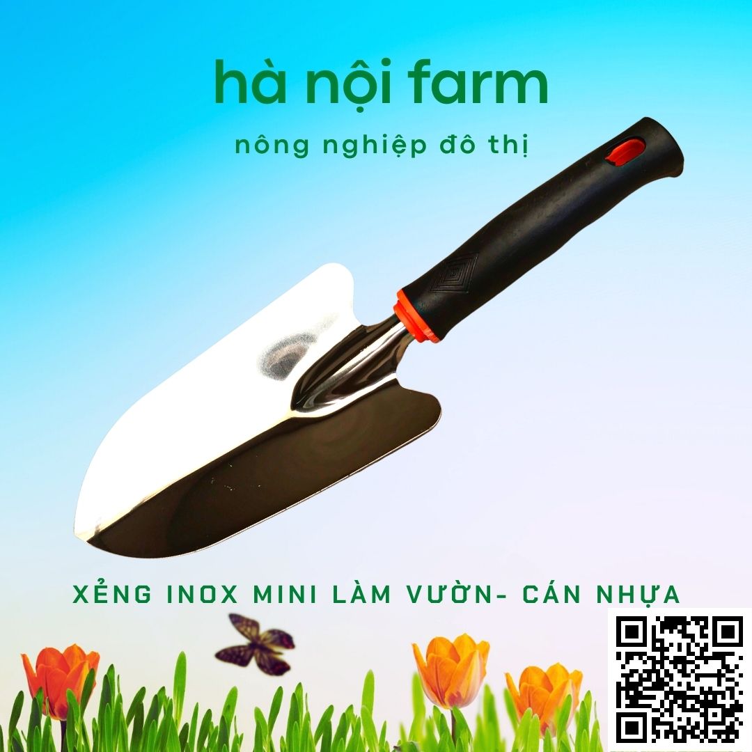 Xẻng inox cán nhựa làm vườn, dụng cụ làm vườn