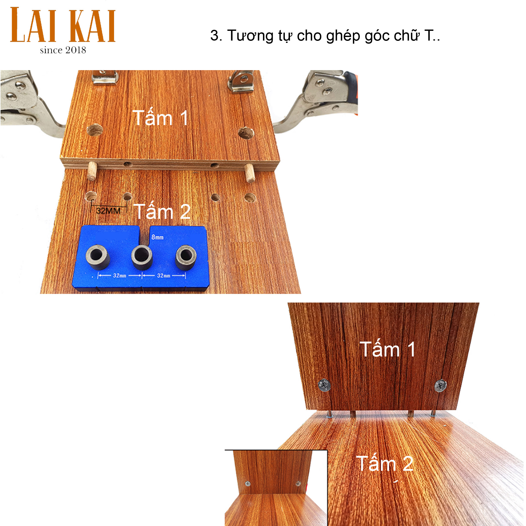 [HCM]Cữ khoan ốc cam chốt gỗ