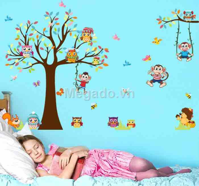 Decal tranh dán tường những chú khỉ