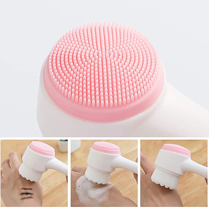 Cọ rửa mặt 2 đầu silicone mềm mại ( Màu ngẫu nhiên) Massage