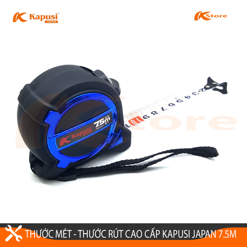 Thước mét - thước rút cuộn cao cấp kapusi japan 7.5 mét, độ bền cao an toàn khi sử dụng, hàng chính hãng bảo hành 24 tháng