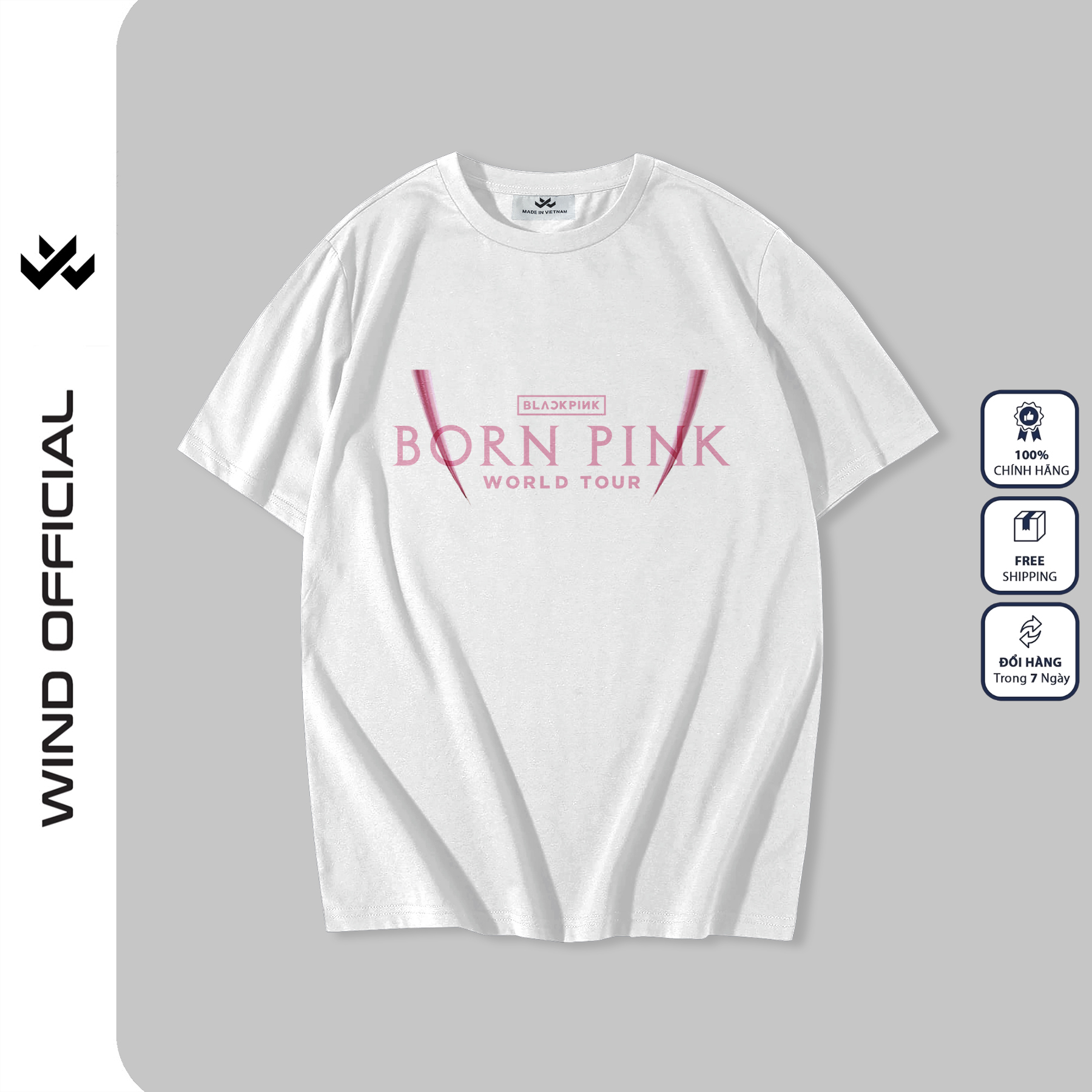 Áo thun tay lỡ nam nữ wind phông dáng rộng born pink world tour 65% cotton , thời trang nam nữ ulzzang oversize