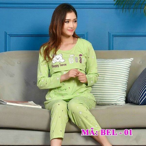 Đồ Bộ sau sinh hình gấu bear mở nắp cho bé bú