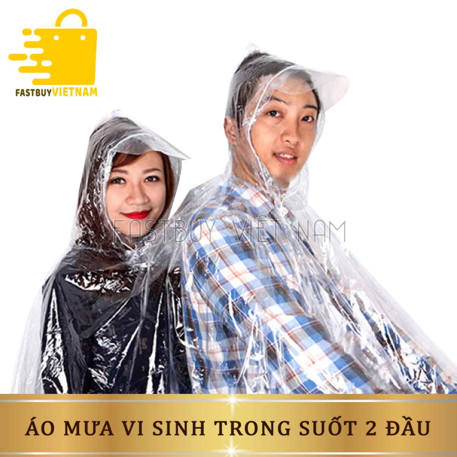 Áo mưa trong suốt 1 đầu/ 2 đầu kiểu dáng thời trang chất liệu dày dặn cao cấp, tiện dụng