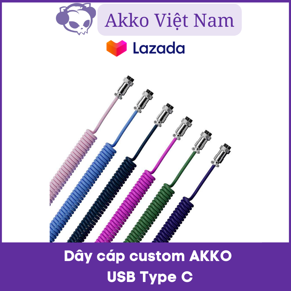 Dây cáp custom AKKO USB Type C (Matcha Red Bean / OceanStar / Midnight / Macaw / Neon /Tokyo)