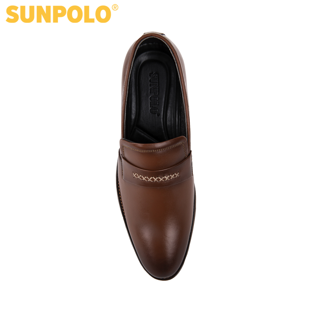 Giày tây công sở nam da bò SUNPOLO SPH295 (Bò, Nâu)