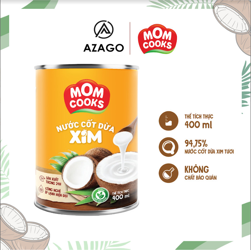 Nước cốt dừa mom cooks 400ml/lon - thương hiệu mom cooks - azago