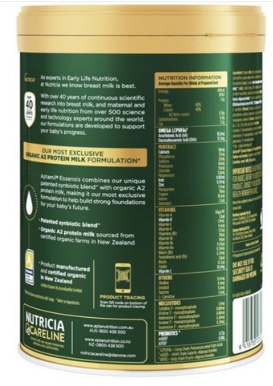 [HÀNG ÚC] Sữa Aptamil Essensis Organic 900g cho bé