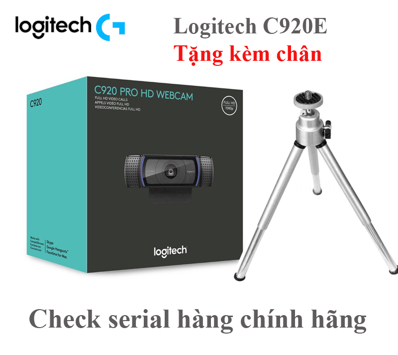 Webcam Logitech C922 Pro Stream full HD tặng phần mềm bản quyền XSplit Broadcaster, tặng chân, phần mềm livestream hỗ trợ màn hình xanh, Logitech C920E full HD, đăng ký bảo hành chính hãng theo seri trên website hãng Logitech.com