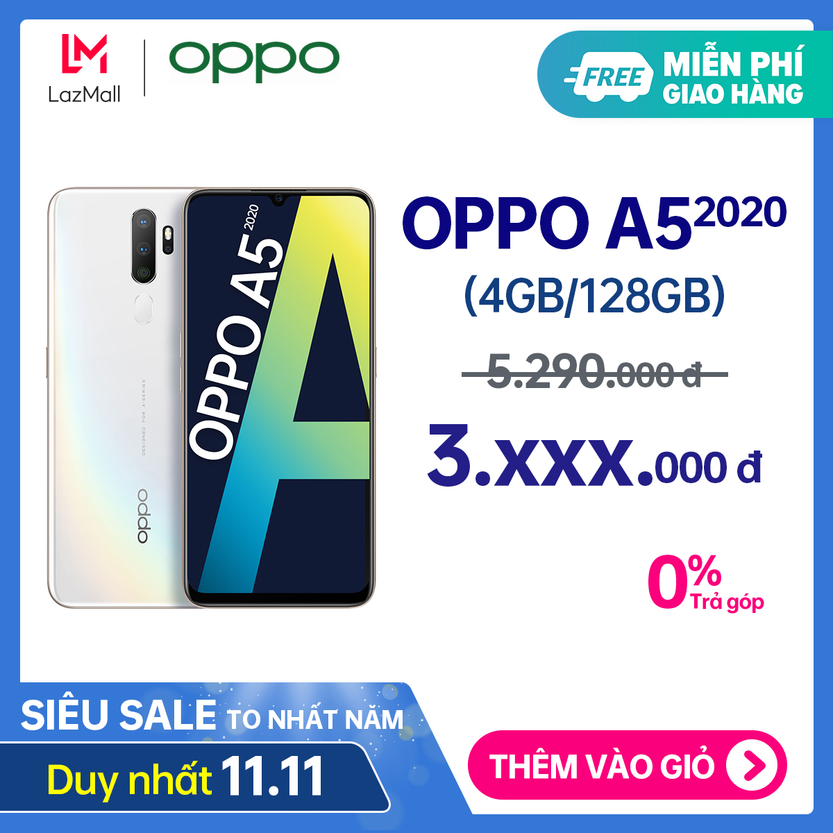 TRẢ GÓP 0% Điện thoại OPPO A5 2020 (4GB/128GB) -...