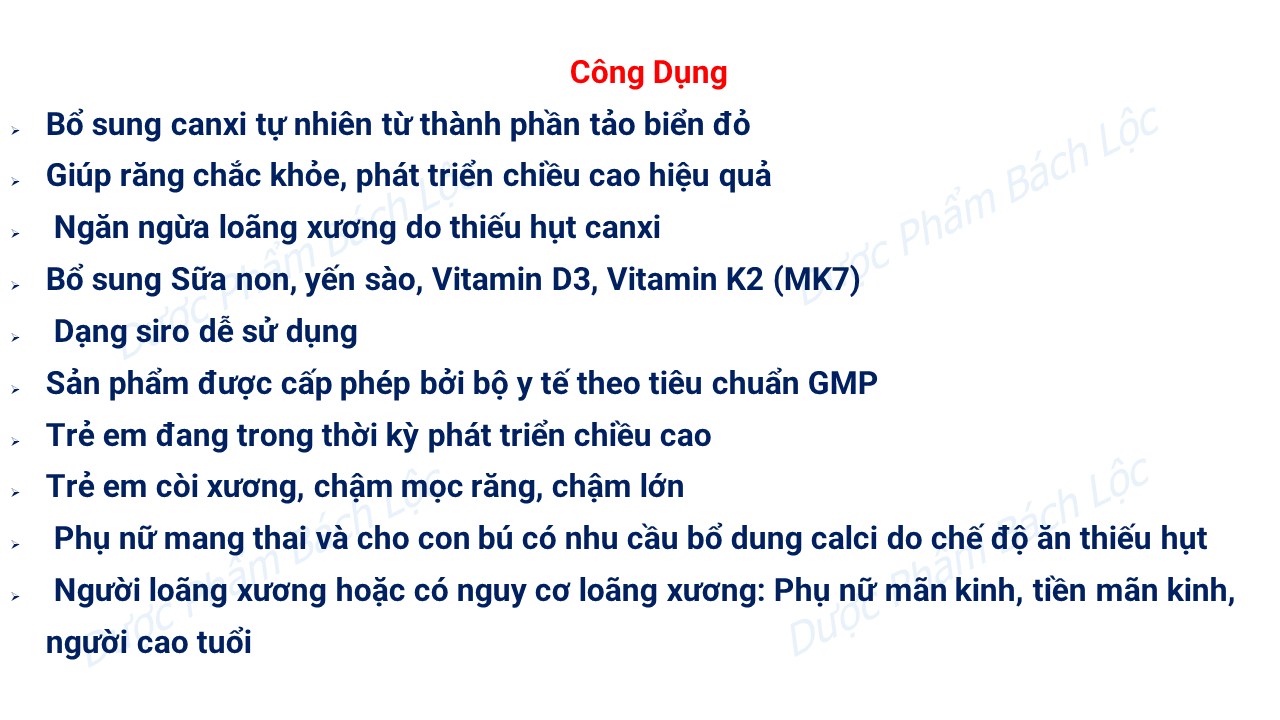 Combo 2 Hộp -Siro Canxi Tăng Chiều Cao Bone Care Calcium Nano Mk7 Bổ Sung Sữa Non Yến Sào Vitamin D3 Vitamin K2 Giúp Xương Răng Chắc Khoẻ - Dược Phẩm Bách Lộc