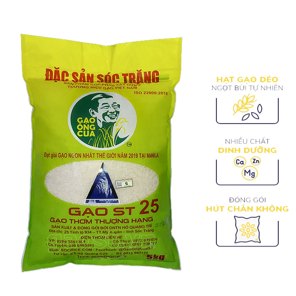 Gạo ST25 Ông Cua Lúa Tôm túi 5Kg - Giá Sỉ, Hàng chính hãng Phân Phối