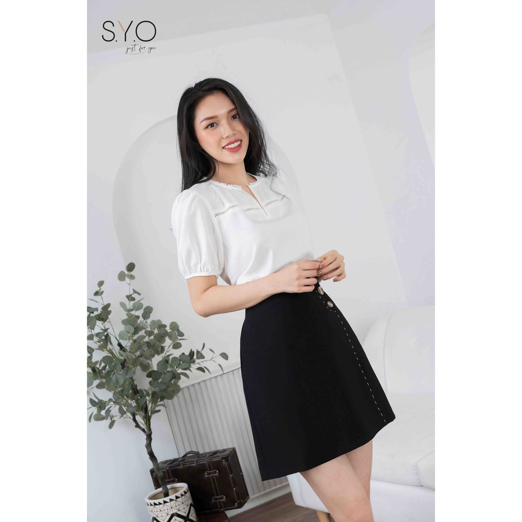 Chân Váy Đính Khuy Lệch Trang Trí V2002-21