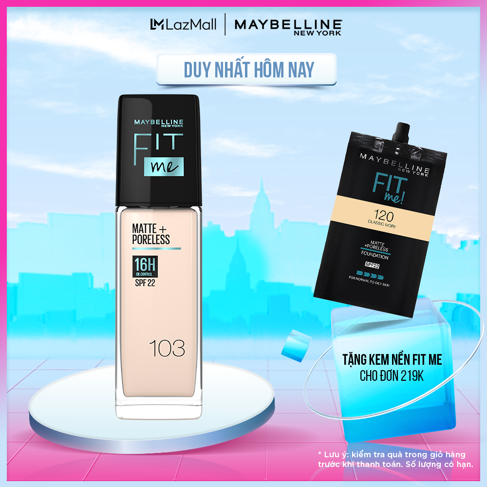 Kem Nền Mịn Nhẹ Kiềm Dầu Fit Me Maybelline New York Matte Poreless Foundation 30ml