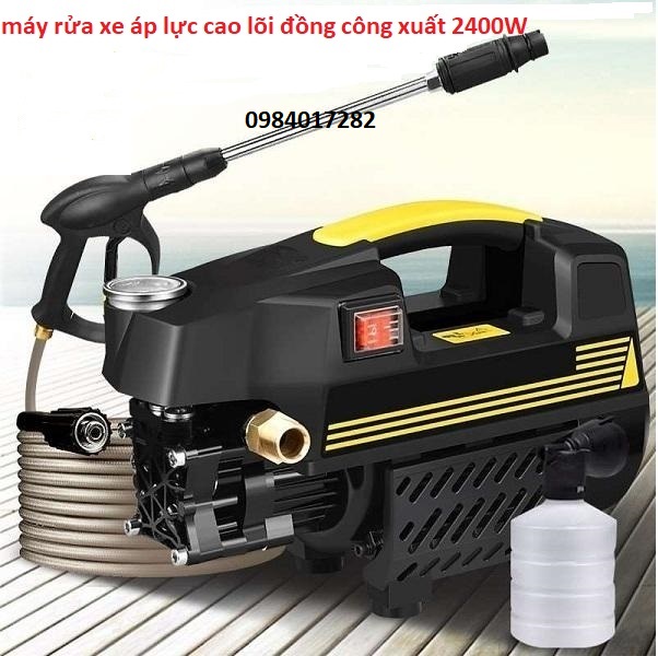 Máy xịt rửa mini - máy rửa xe- 2400W - motor từ- tự hút nước,có sug dài  nửa mét .tặng bình bọt