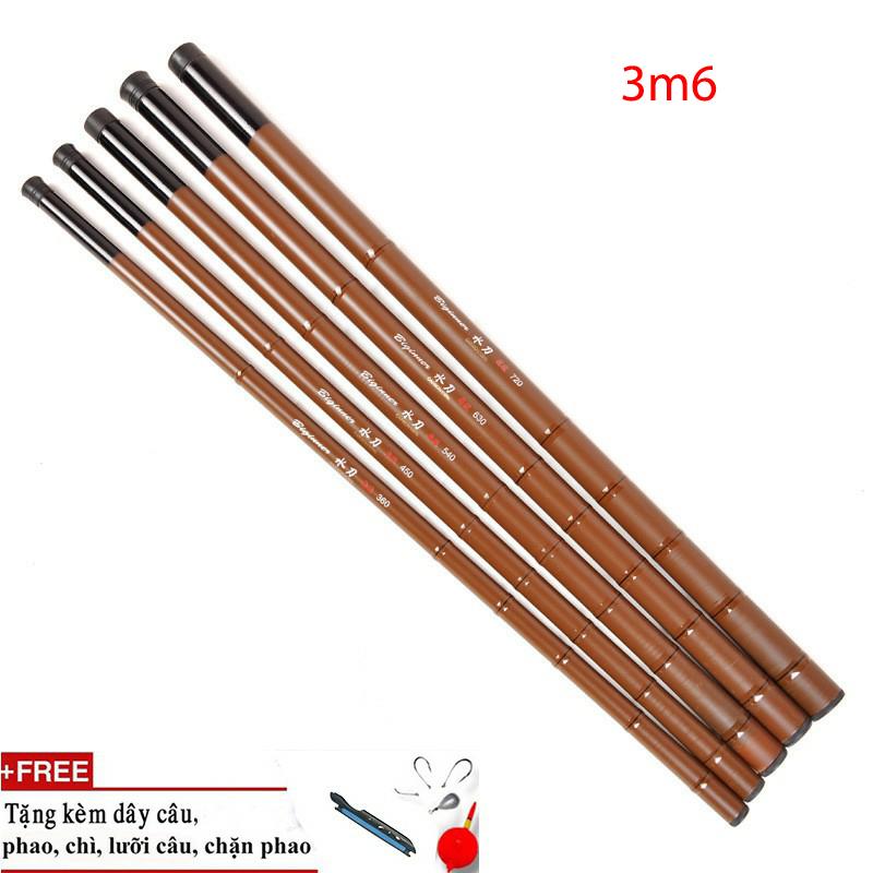 Cần câu tay cacbon BIGINNER đốt trúc màu nâu tặng phụ kiện ( cần câu cá giang nam ) big sale