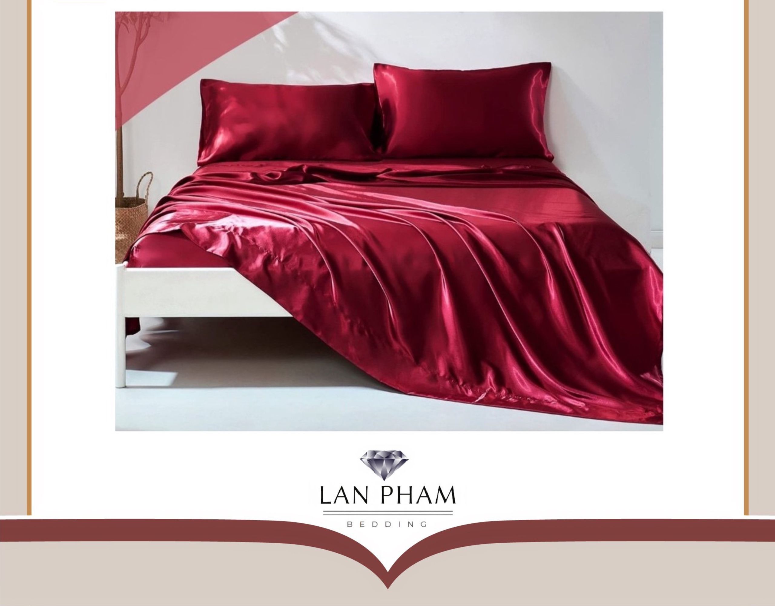 ( Lụa Loại 1) Chăn Lẻ Phi Lụa Màu Đỏ Đô Cao Cấp Mềm Mại Lan Pham Bedding.