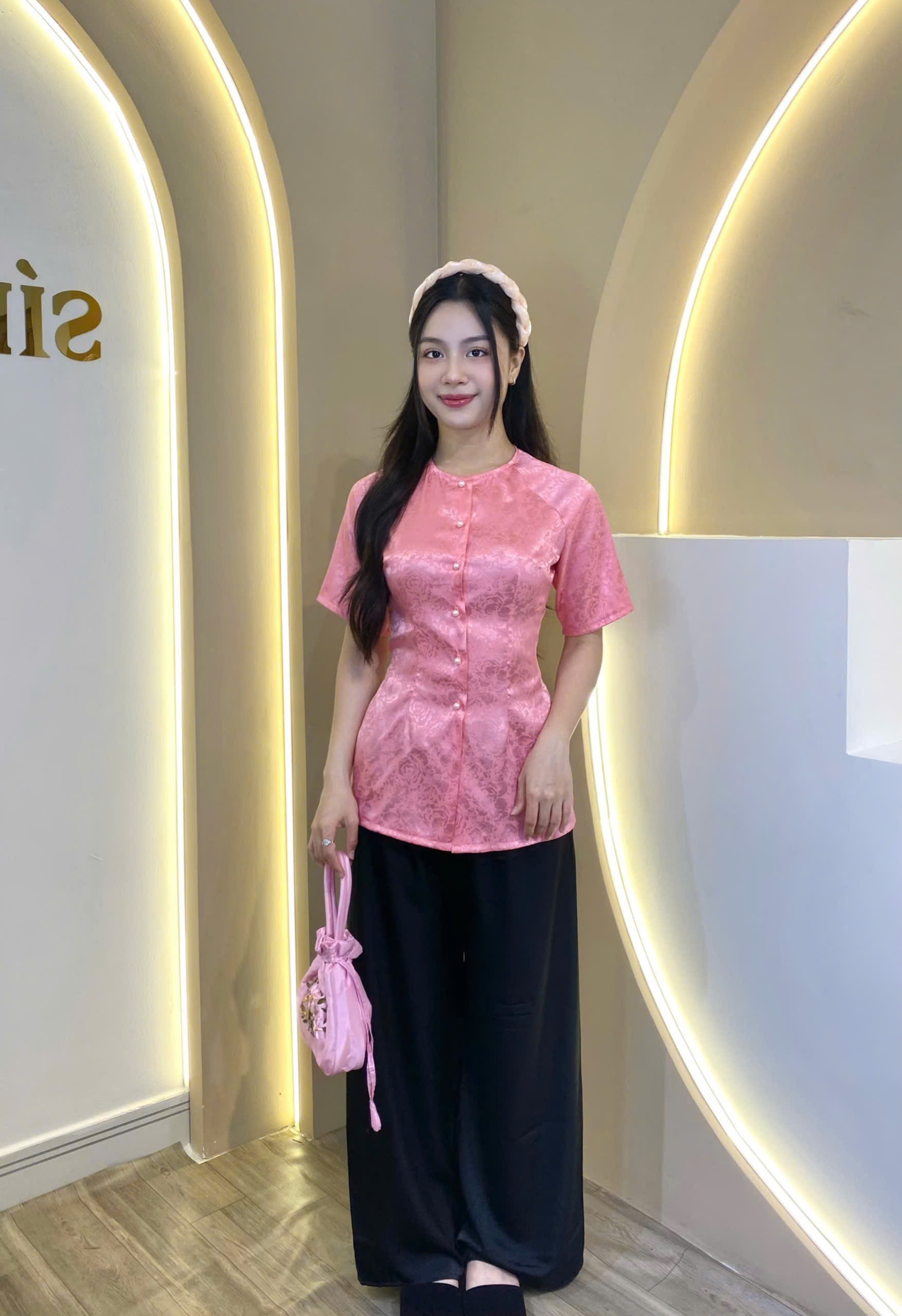 ÁO BÀ BA LỤA GẤM TAY NGẮN CỰC KUTE # ÁO LẺ, QUẦN LẺ
