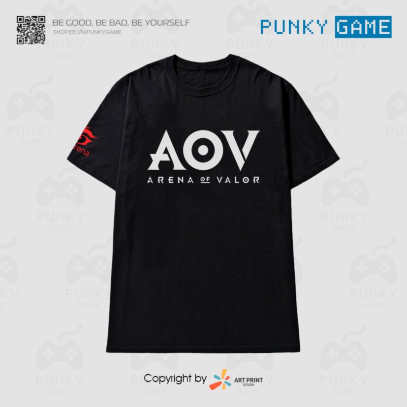 Áo thun Liên Quân Mobile (AOV) Logo (Black/White) ngắn tay