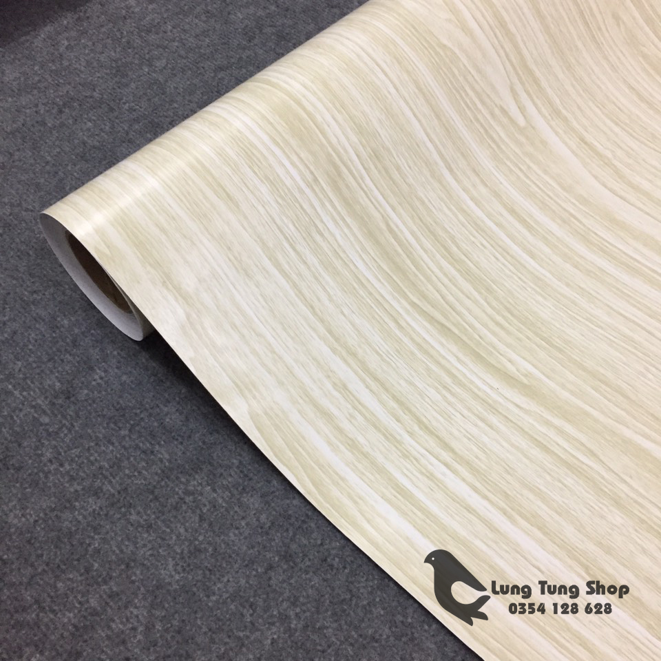 Giấy dán tường có keo - decal gỗ trắng