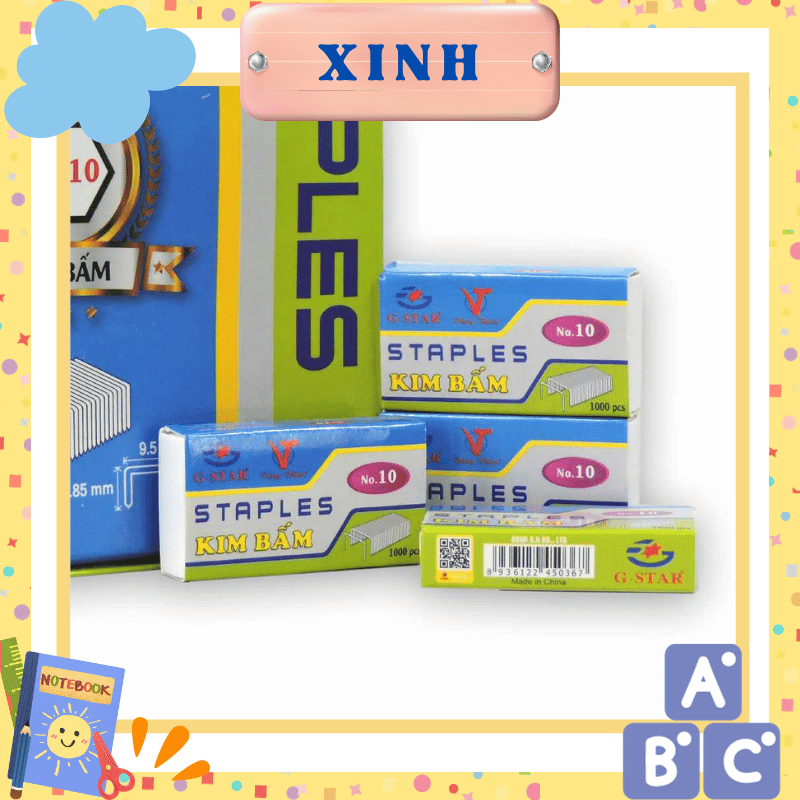 2 hộp kim bấm số 10 gstar hộp 1000 pcs