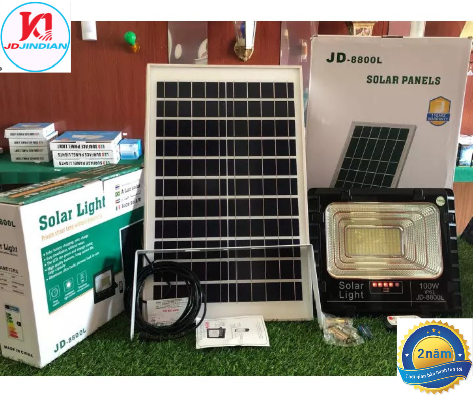 Đèn pha năng lượng mặt trời jindian jd-8800l|100w, jd-8200l|200w, jd-8200l|300w. chính hãng.