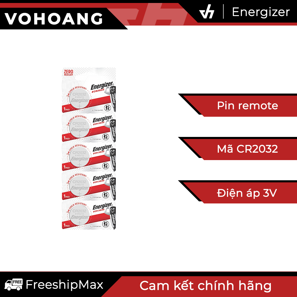 Pin remote xe máy xe hơi - Vỉ 5 viên Energizer E-CR2032