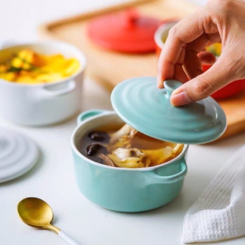 Chén Bát Sứ Cho Bé Ăn Dặm Hình Nồi Có Nắp