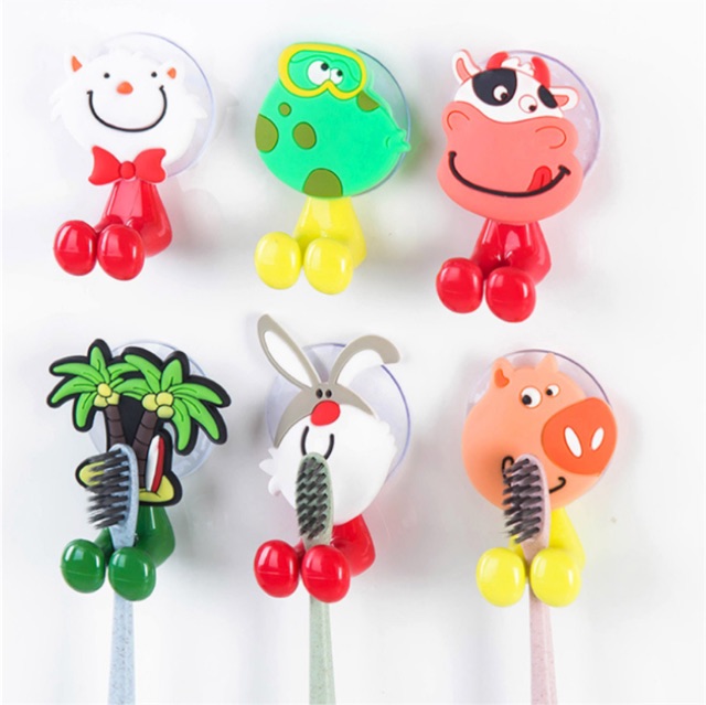Set 2 Móc Treo Bàn Chải Đế Hút Chân Không