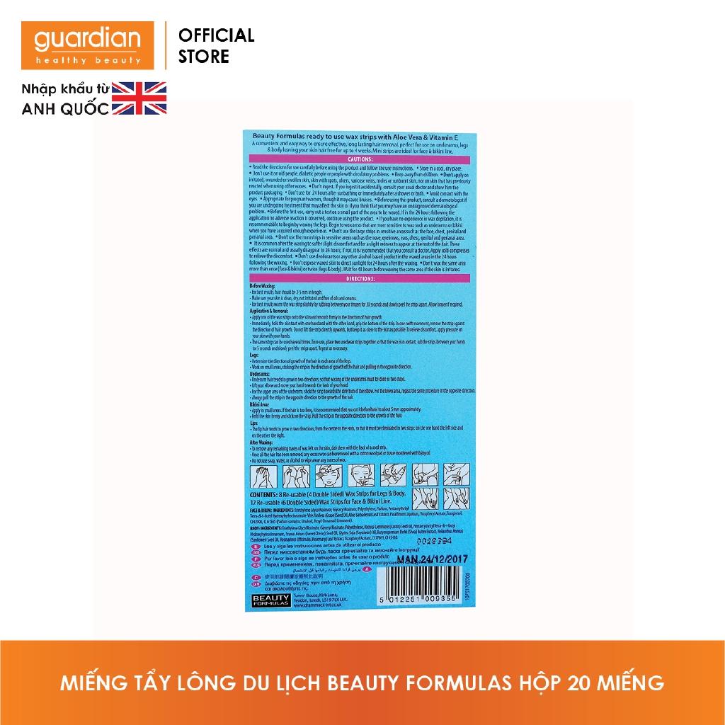 Miếng Tẩy Lông Du Lịch Beauty Formulas 20 Miếng