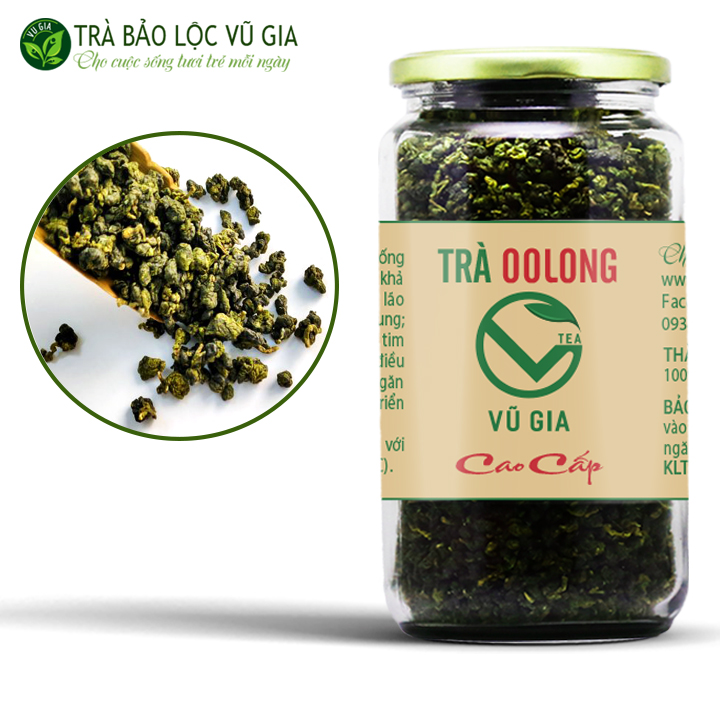 Trà Oolong (Ô Long/Olong) Kim Tuyên Cao Cấp Nguyên Chất Vũ Gia (400g/hũ) - Nguyên liệu nấu trà sữa, trà trái cây thơm ngon - Giảm cân an toàn, thanh nhiệt cơ thể tăng cường hệ miễn dịch, sức đề kháng