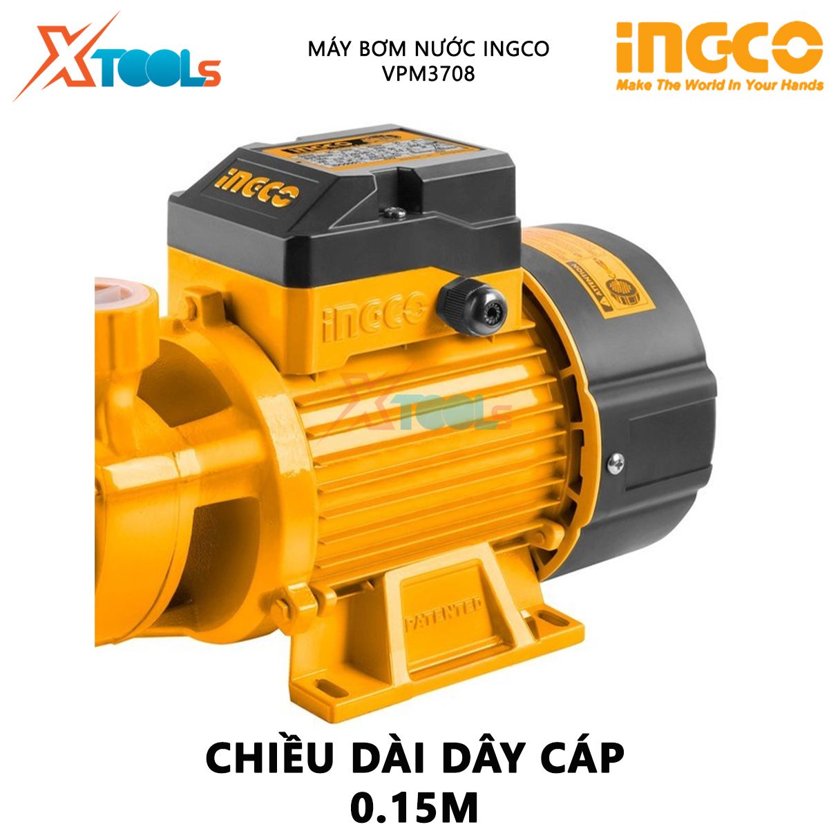 Water pump ingco VPM3708 | booster pump 370W , height pumps 35m, the worms 8m, motor copper wire rose pipe pressure water pump and chemical pump