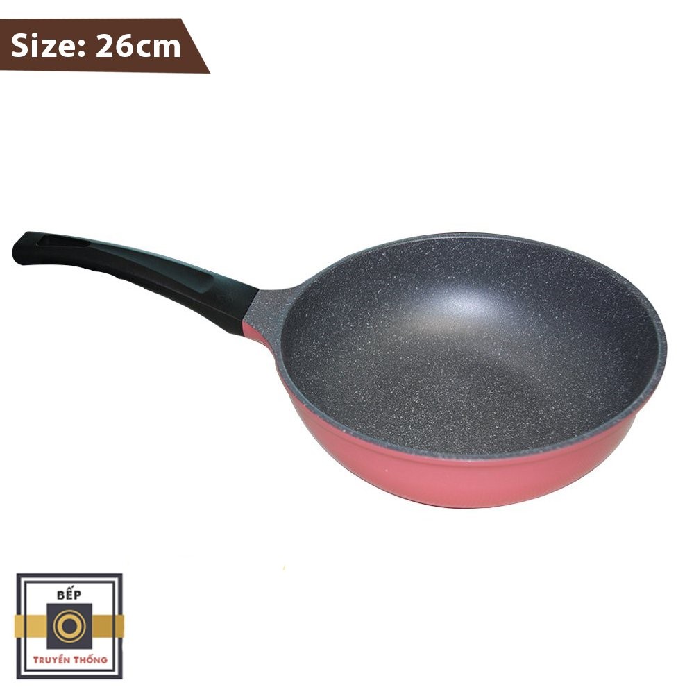 Chảo Ecoramic đúc chống dính vân đá ceramic Hàn Quốc cao cấp sâu lòng size 26cm - Hàng chính hãng