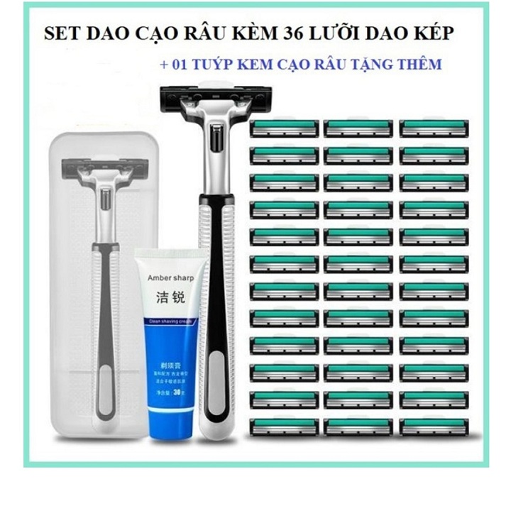 Bộ Dao Cạo Râu 38 Món Kèm Cán Và Kem