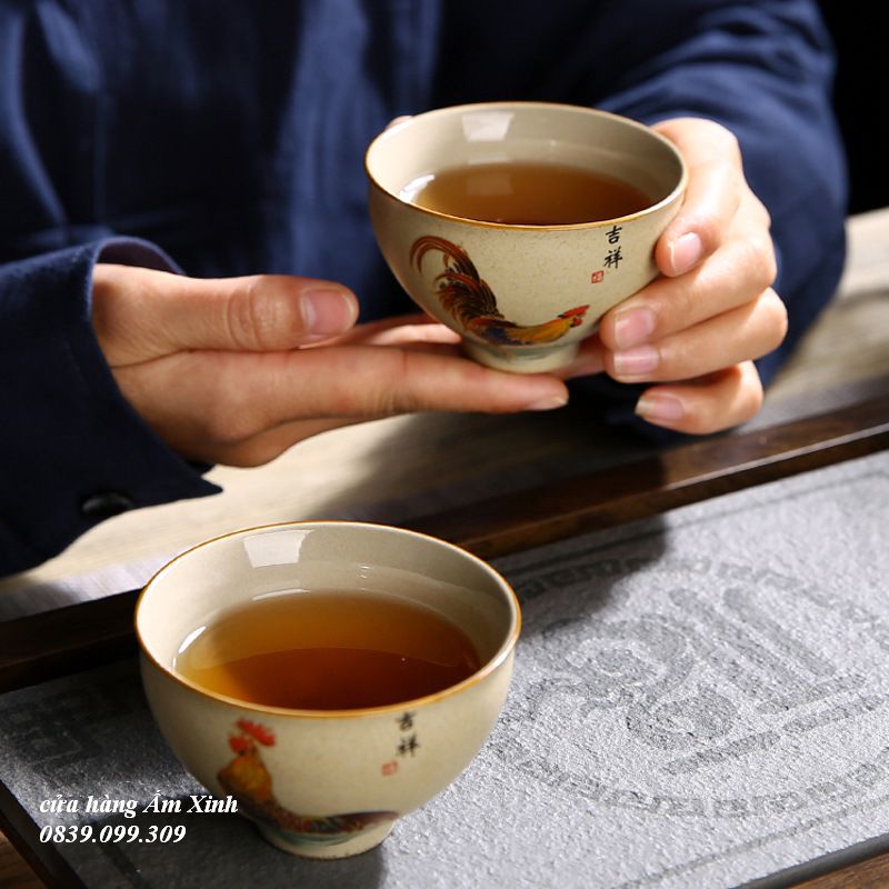 Chén Trà Giao Kê Đấu Thái Phỏng Cổ (100 -115 ml)
